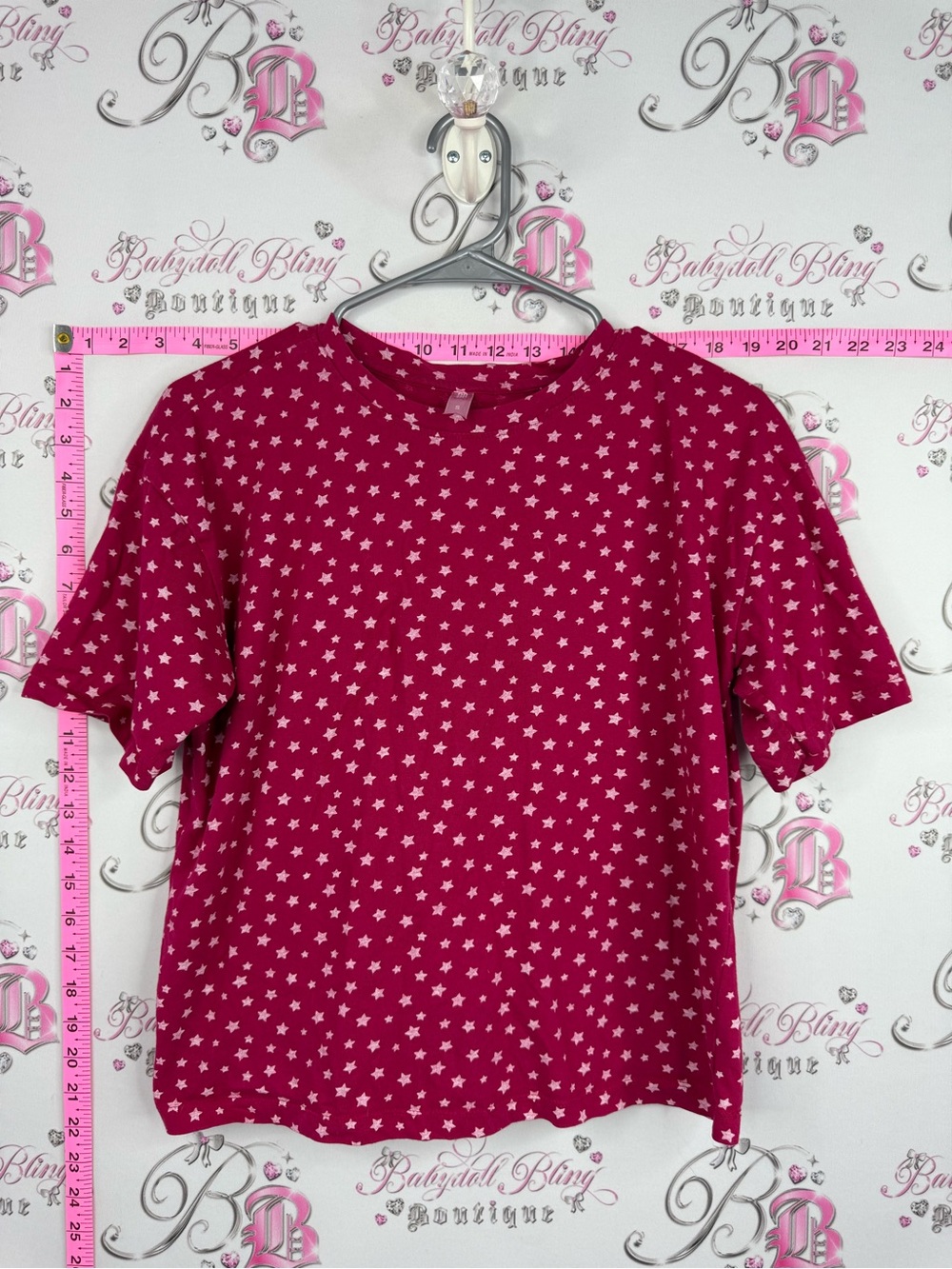 SIESTA T-shirt stars Women’s Pink Star Print Short Sleeve Tee